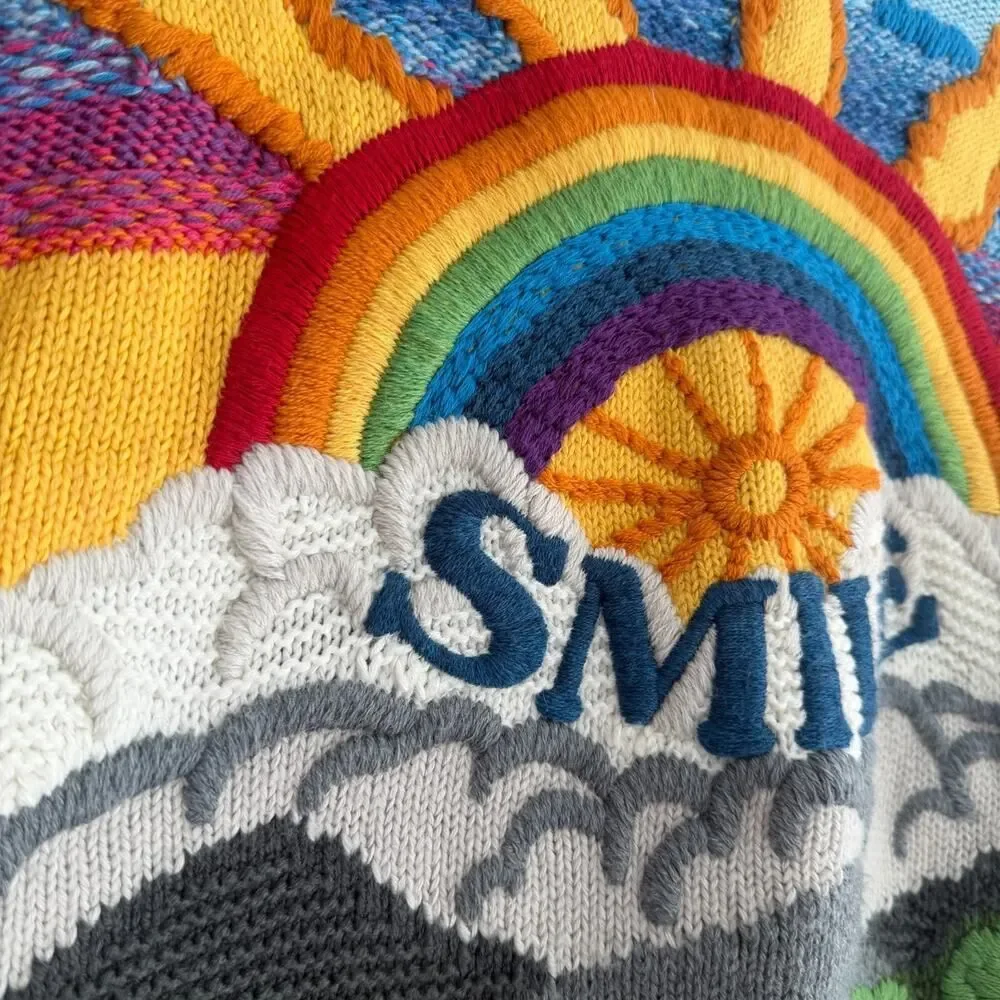 Stella McCartney Sweater Womens 38 Kind Smile Intarsia Jumper Wool Cotton Color - Picture 9 of 16